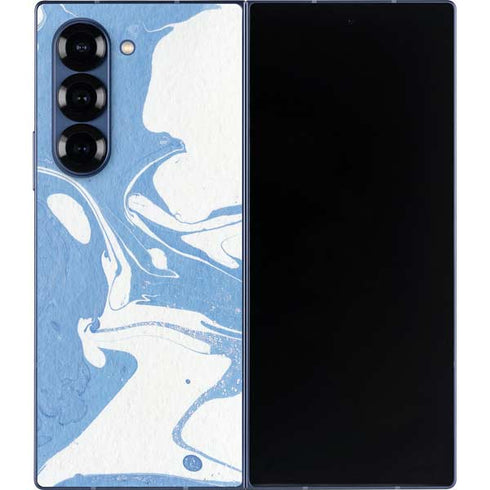 Marbleized Blue Galaxy Z Fold6 Skin