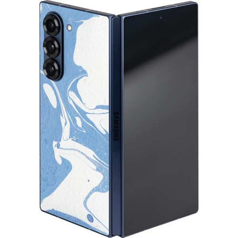 Marbleized Blue Galaxy Z Fold6 Skin