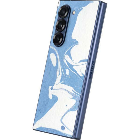 Marbleized Blue Galaxy Z Fold6 Skin