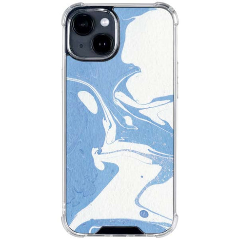 Marbleized Blue iPhone 15 Clear Case