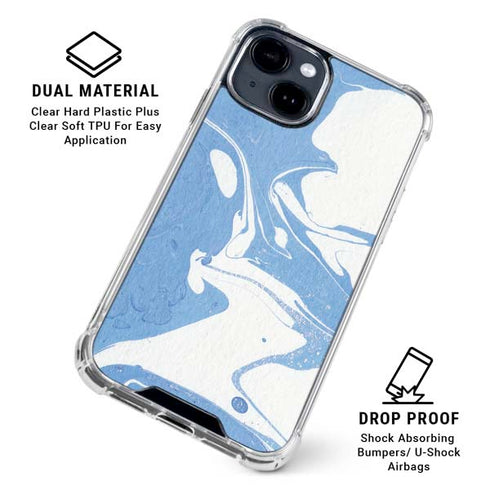 Marbleized Blue iPhone 15 Clear Case