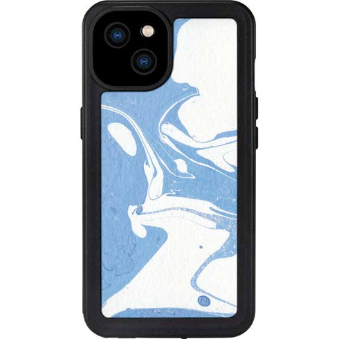 Marbleized Blue iPhone 15 Plus Waterproof Case
