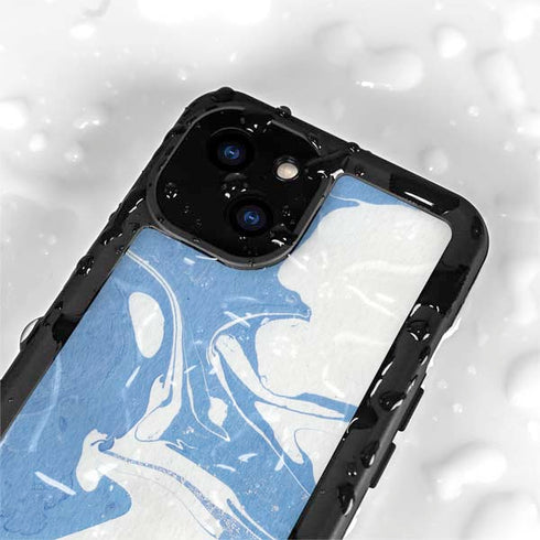 Marbleized Blue iPhone 15 Plus Waterproof Case
