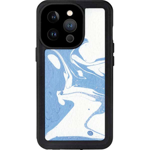 Marbleized Blue iPhone 15 Pro Waterproof Case