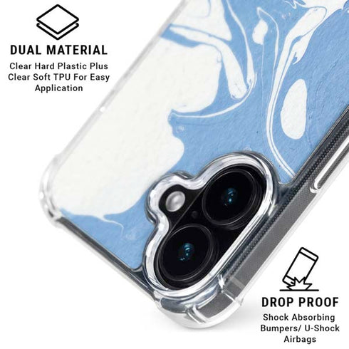 Marbleized Blue iPhone 16 Plus Clear Case