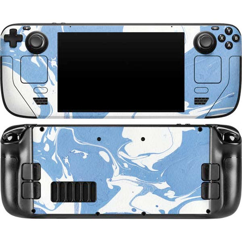 Marbleized Blue Steam Deck Handheld Gaming Computer OLED Skin