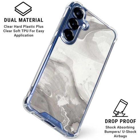 Marbleized Grey Galaxy S25 Plus Clear Case