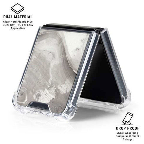 Marbleized Grey Galaxy Z Flip6 Clear Case
