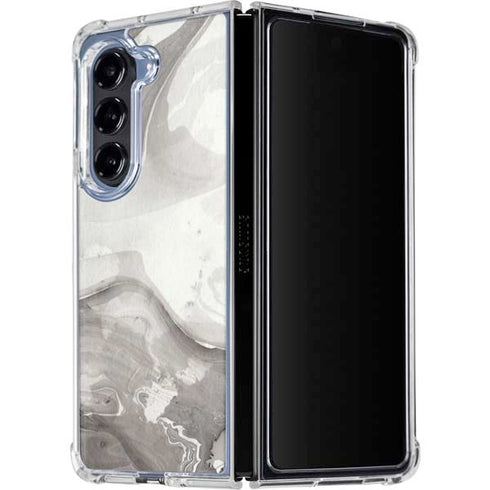Marbleized Grey Galaxy Z Fold5 5G Clear Case