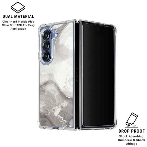 Marbleized Grey Galaxy Z Fold6 Clear Case