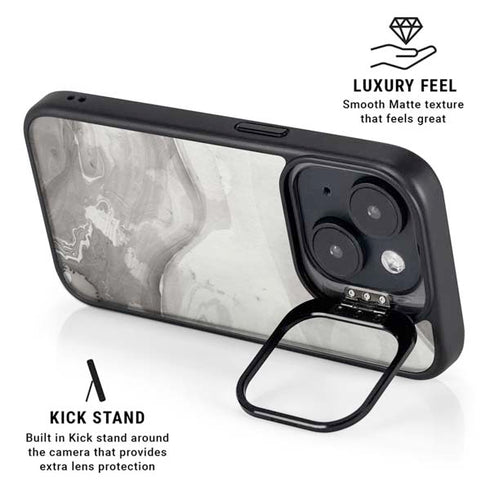 Marbleized Grey iPhone 15 Plus Kickstand Case