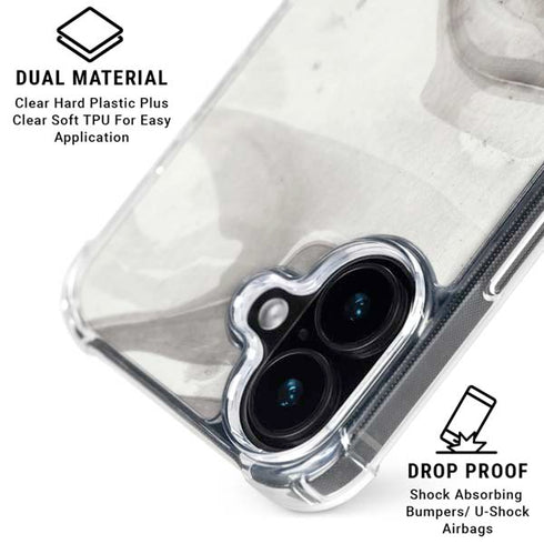 Marbleized Grey iPhone 16 Plus Clear Case