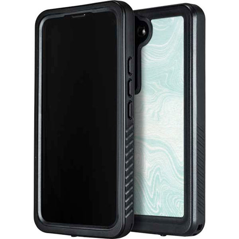 Marbleized Mint Galaxy S24 Plus Waterproof Case