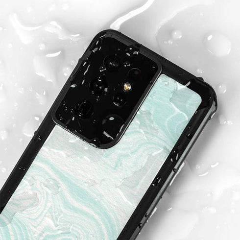 Marbleized Mint Galaxy S24 Ultra Waterproof Case