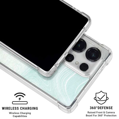 Marbleized Mint Galaxy S25 Ultra Clear Case