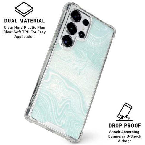 Marbleized Mint Galaxy S25 Ultra Clear Case