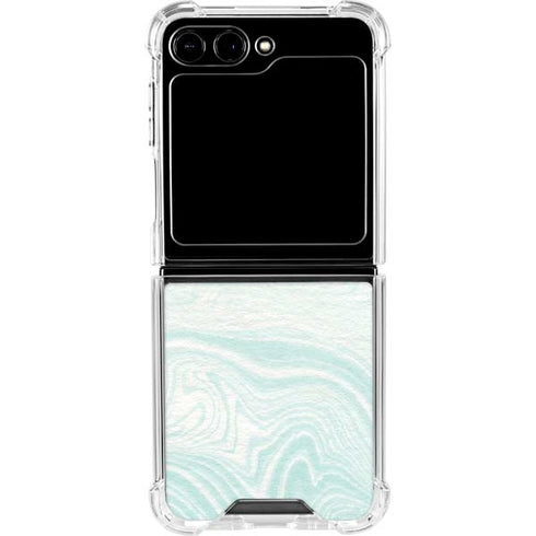 Marbleized Mint Galaxy Z Flip6 Clear Case