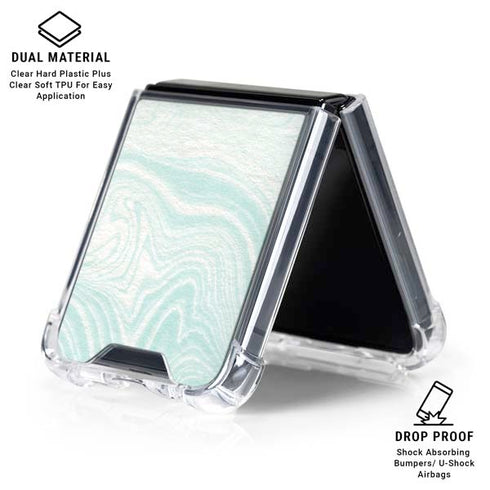 Marbleized Mint Galaxy Z Flip6 Clear Case