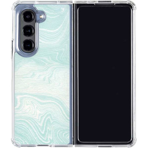 Marbleized Mint Galaxy Z Fold5 5G Clear Case