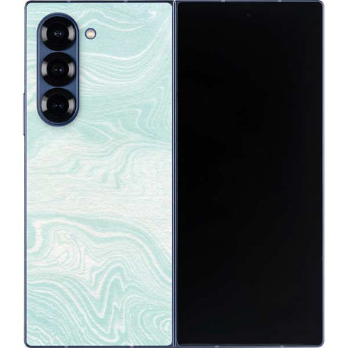 Marbleized Mint Galaxy Z Fold6 Skin