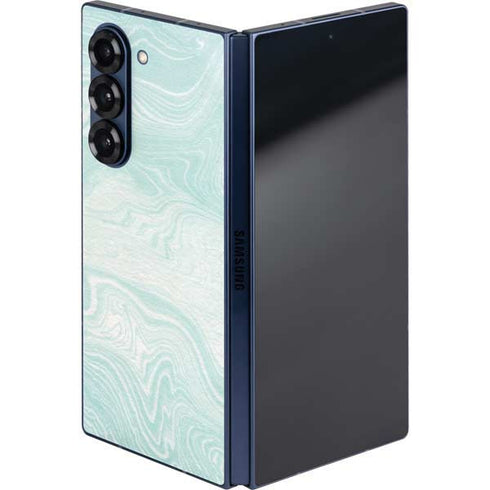 Marbleized Mint Galaxy Z Fold6 Skin