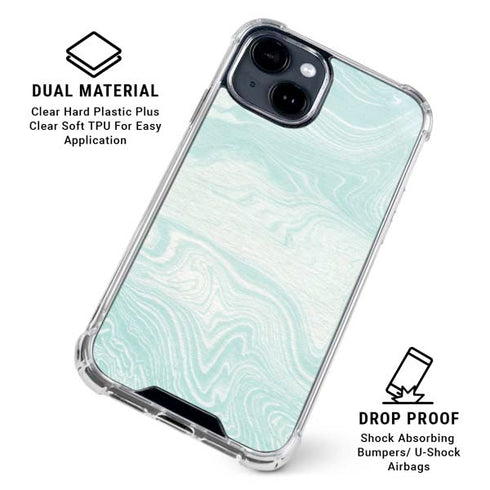Marbleized Mint iPhone 15 Clear Case
