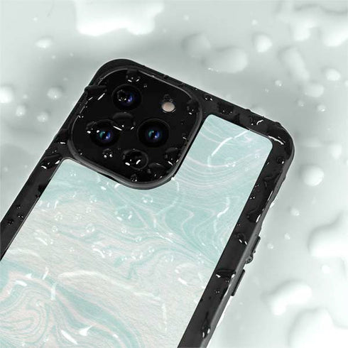 Marbleized Mint iPhone 15 Pro Waterproof Case