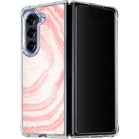 Marbleized Pink Galaxy Z Fold5 5G Clear Case