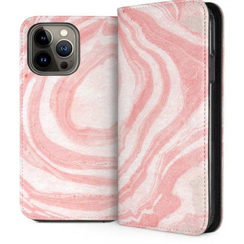 Marbleized Pink iPhone 14 Pro Max Folio Case