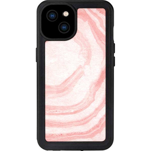 Marbleized Pink iPhone 15 Plus Waterproof Case