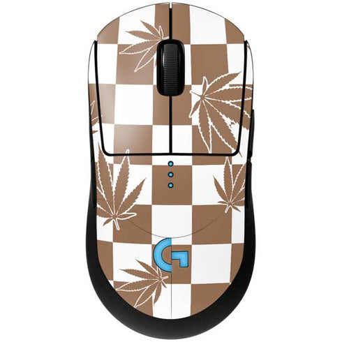 Marijuana Brown Checkered G Pro Wireless Gaming Mouse Skin