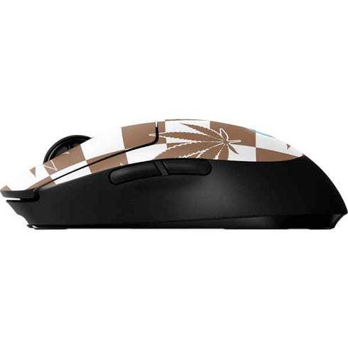 Marijuana Brown Checkered G Pro Wireless Gaming Mouse Skin