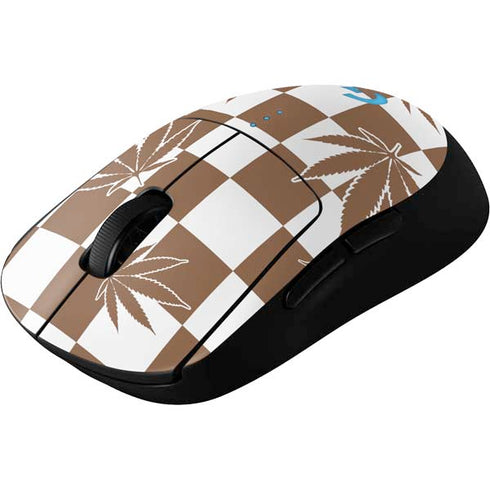 Marijuana Brown Checkered G Pro Wireless Gaming Mouse Skin