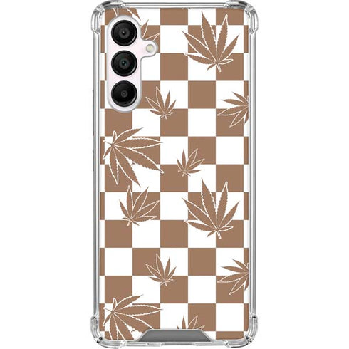 Marijuana Brown Checkered Galaxy A16 5G Clear Case