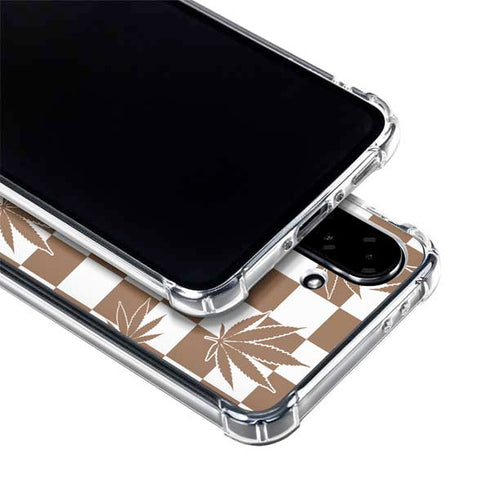 Marijuana Brown Checkered Galaxy A36 5G Clear Case