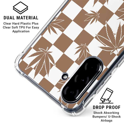 Marijuana Brown Checkered Galaxy A36 5G Clear Case