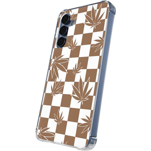 Marijuana Brown Checkered Galaxy A55 5G Clear Case