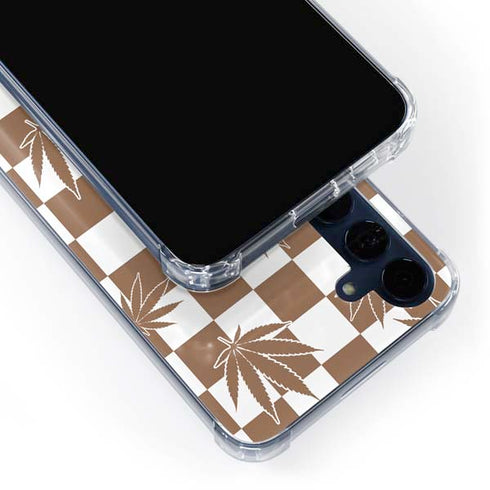 Marijuana Brown Checkered Galaxy A55 5G Clear Case