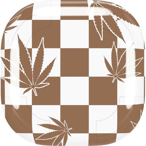 Marijuana Brown Checkered Galaxy Buds Live Skin