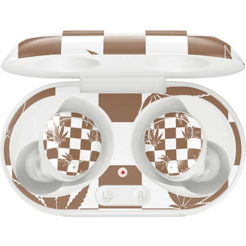 Marijuana Brown Checkered Galaxy Buds Plus Skin