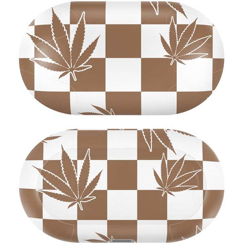 Marijuana Brown Checkered Galaxy Buds Plus Skin