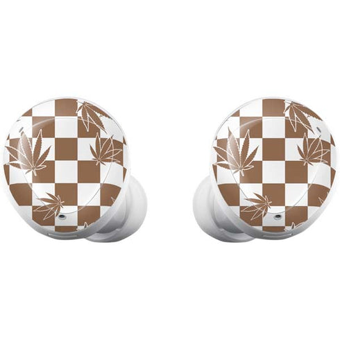 Marijuana Brown Checkered Galaxy Buds Plus Skin