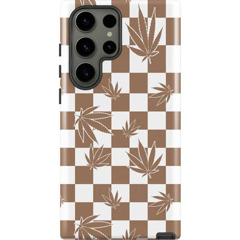 Marijuana Brown Checkered Galaxy S23 Ultra Pro Case