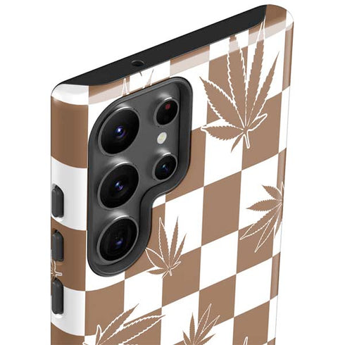 Marijuana Brown Checkered Galaxy S23 Ultra Pro Case