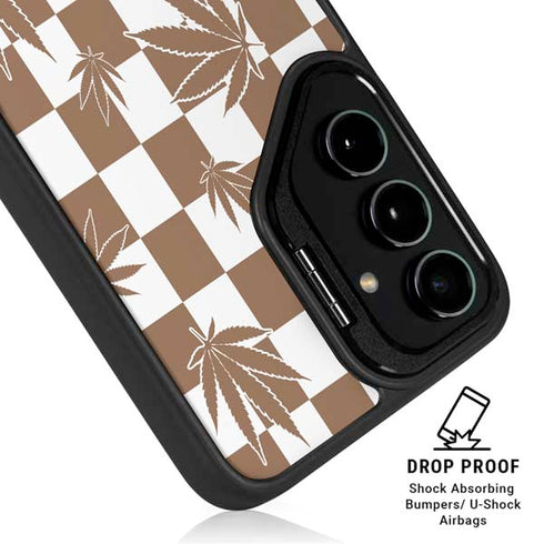 Marijuana Brown Checkered Galaxy S24 FE Kickstand Case