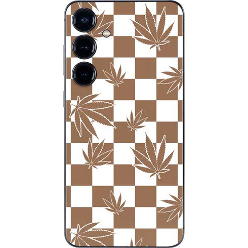 Marijuana Brown Checkered Galaxy S24 Skin