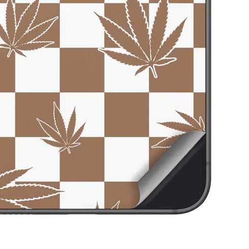 Marijuana Brown Checkered Galaxy S24 Skin