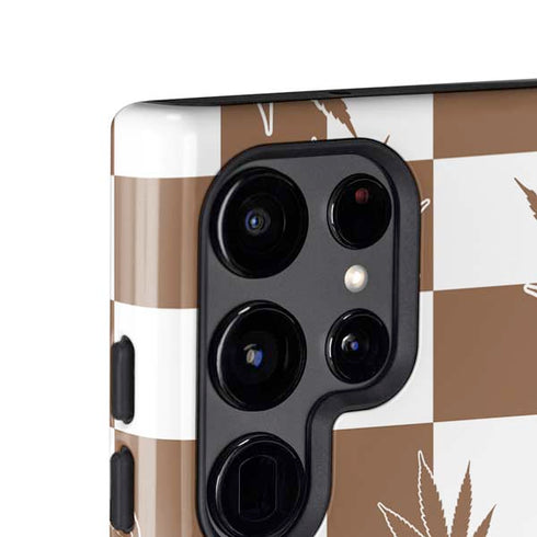 Marijuana Brown Checkered Galaxy S25 Ultra Impact Case