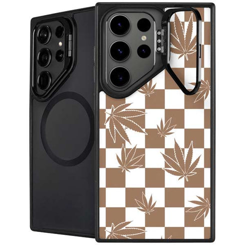 Marijuana Brown Checkered Galaxy S24 Ultra Kickstand Case