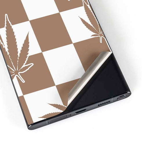 Marijuana Brown Checkered Galaxy S25 Ultra Skin